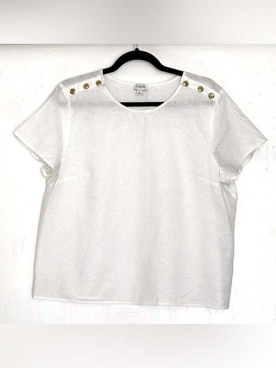 J. Crew Tops - J.Crew Linen-Blend Button-Shoulder Shirt White Size Large